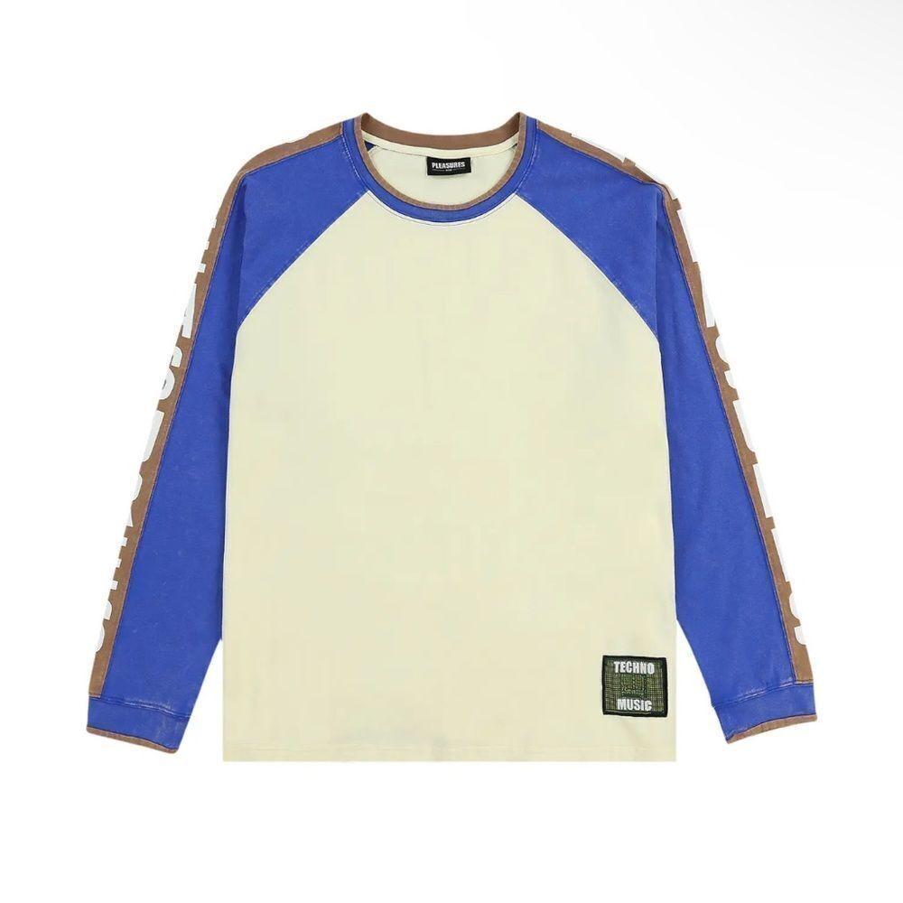 NWT Pleasures Techno Raglan Long Sleeve T-shirt blue cream mens M
